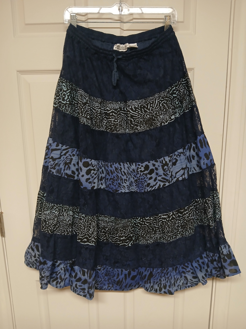 new directions Navy & Blue Tiered Patterned Maxi Skirt